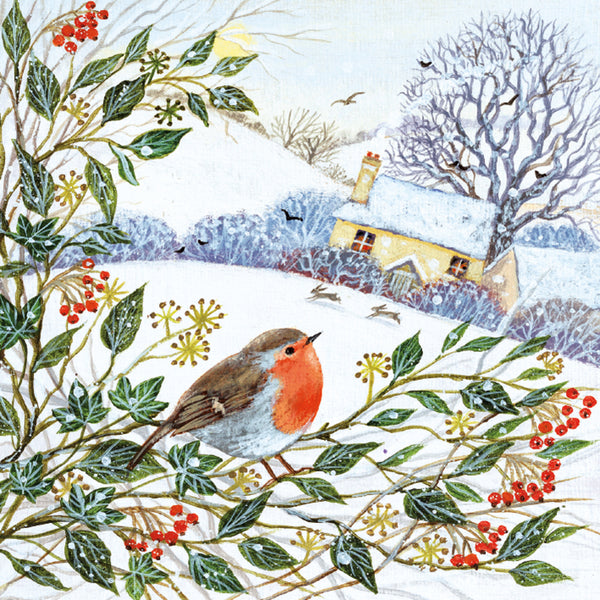 Winter Cottage And Robin - Pack Of 8