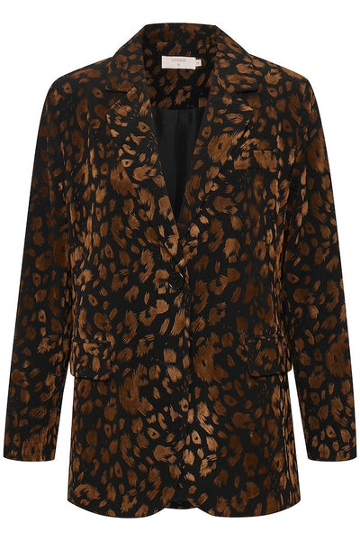 Printed Single Breasted Blazer - Black / Brown