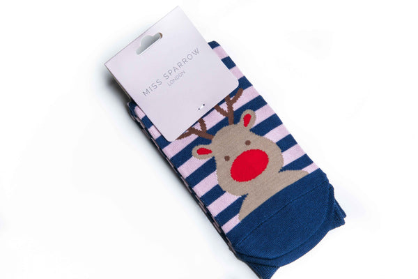 Reindeer Socks - Navy