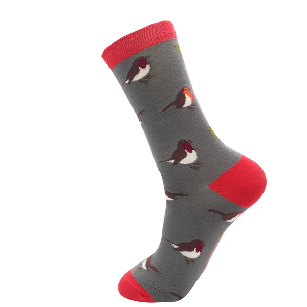 Mr Heron Multicoloured Robin Socks - Grey