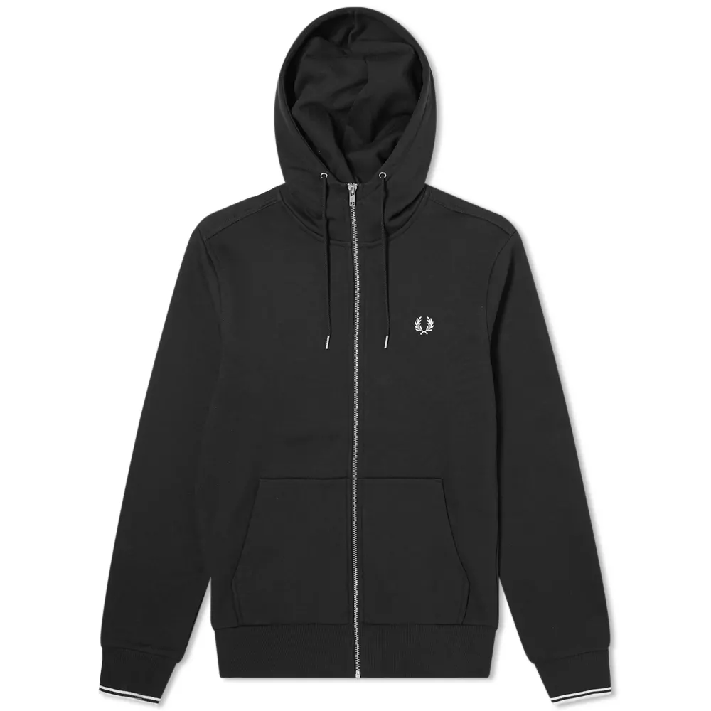 Fred Perry Fred Perry Hooded Zip Through Sweatshirt Black