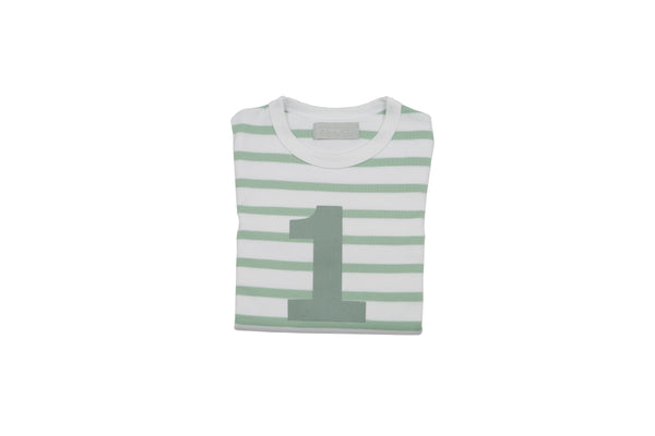 Seafoam & White Breton Striped Number 1 Tee