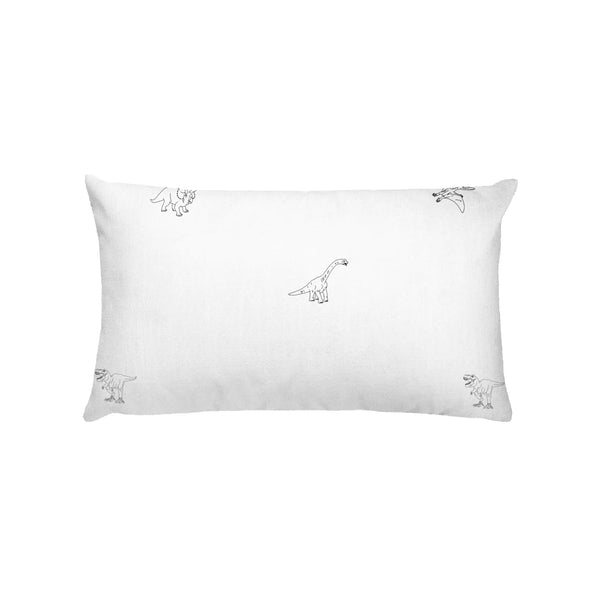 Dinosaur Embroidery White Pillow Case