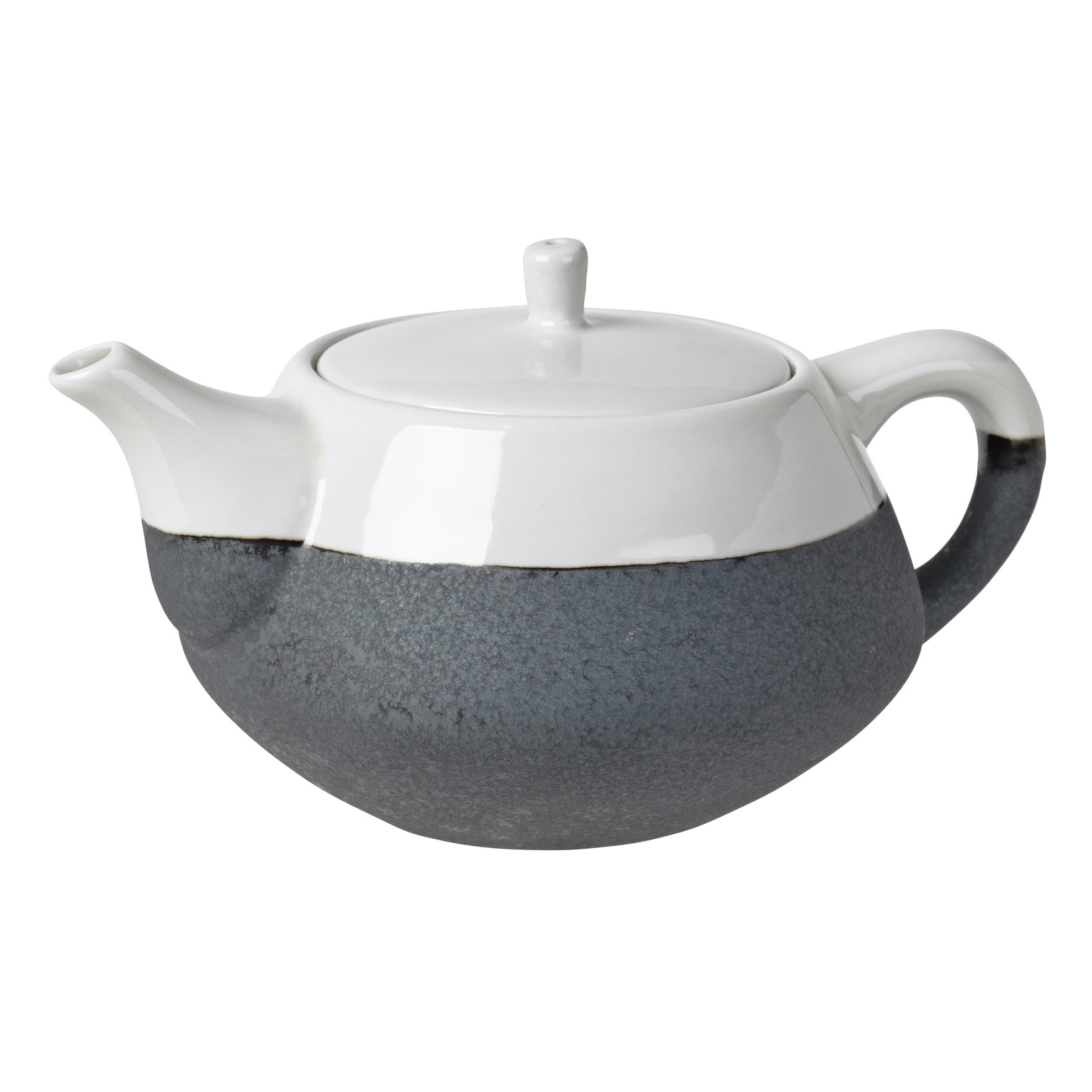 Broste Copenhagen Tea Pot For One, Esrum In Stoneware Dark Grey / Black And Ivory