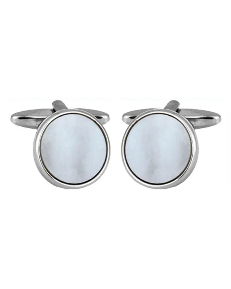 Dalaco Mother Of Pearl Round Cufflinks - Silver