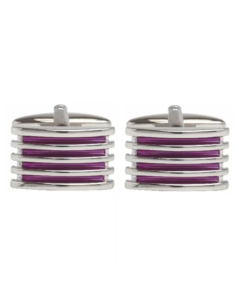 Rib Enamel Cufflinks - Purple