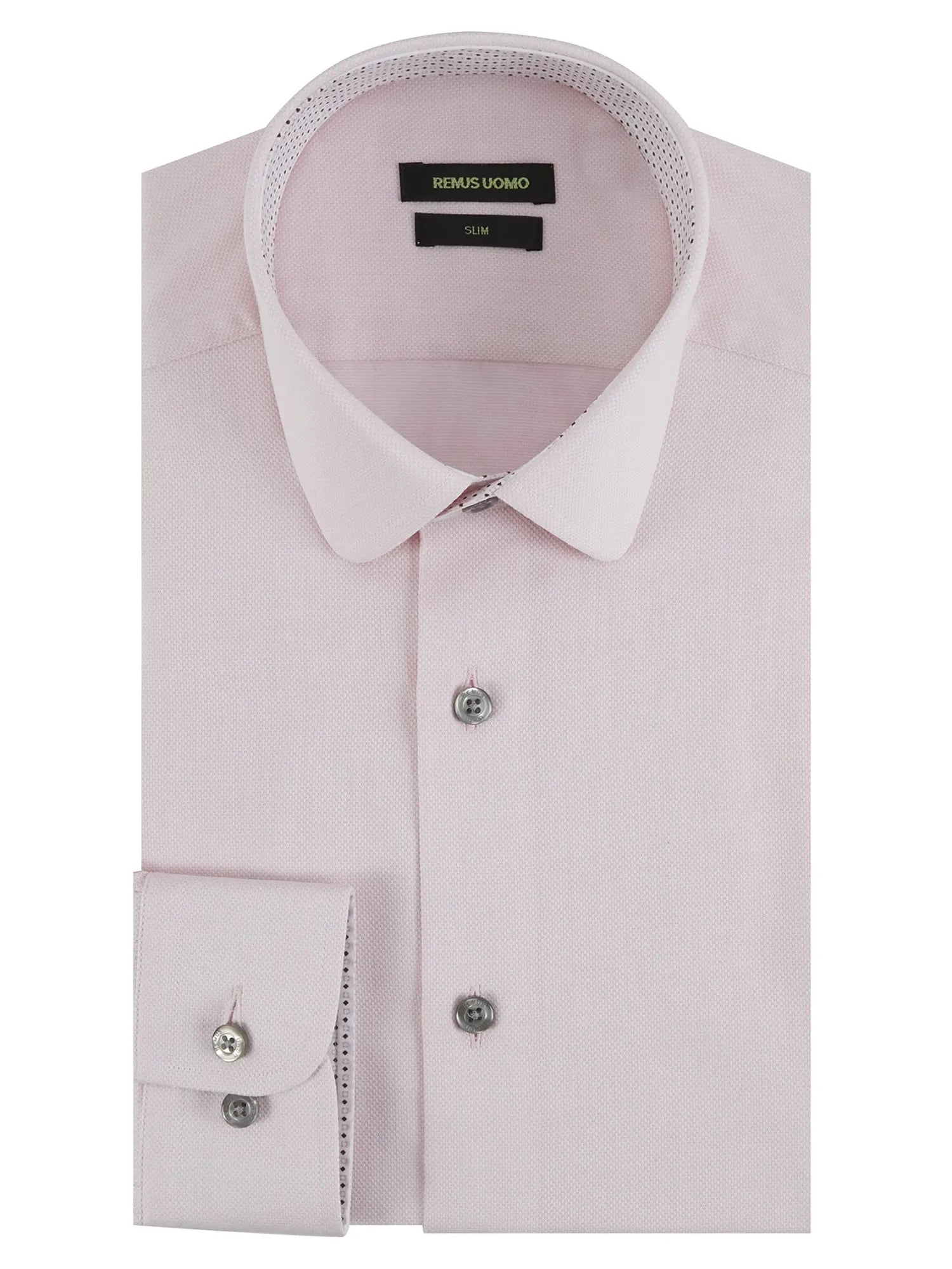 Textured Pink Penny-collar Shirt