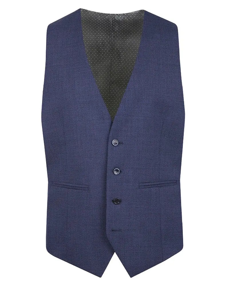 Torre Micro Houndstooth Suit Waistcoat - Blue / Black