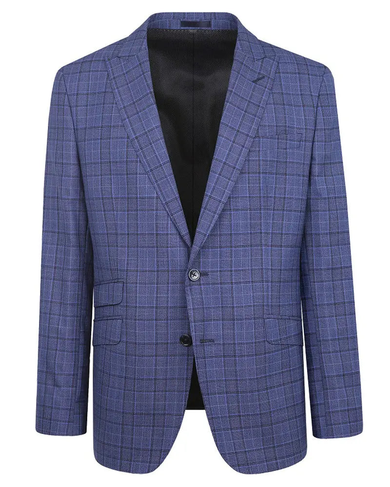 Torre Prince Of Wales Check Suit Jacket - Navy / Blue