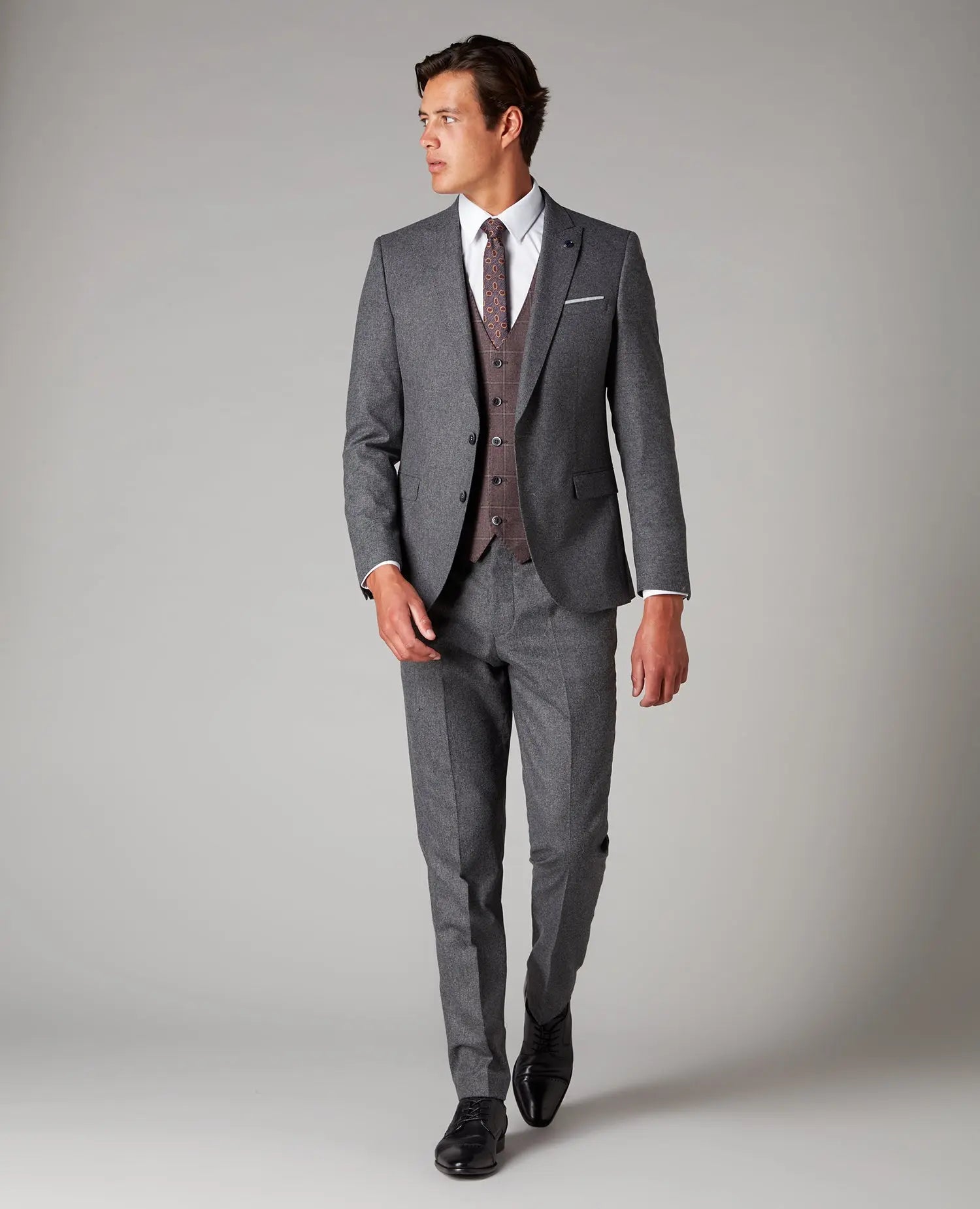 Mario Charcoal Grey Textured Suit Trousers