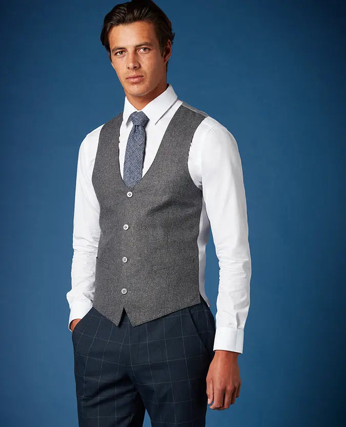 Mario Charcoal Grey Textured Suit Waistcoat