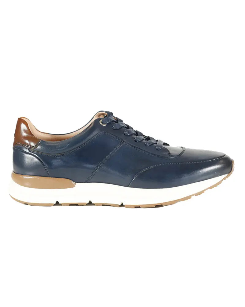 Azor Calabria Leather Trainers - Navy Blue