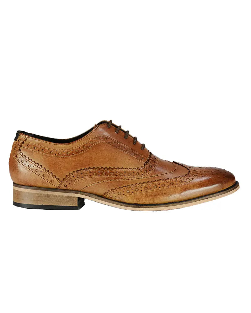 Front Diego Oxford Leather Brogues - Tan
