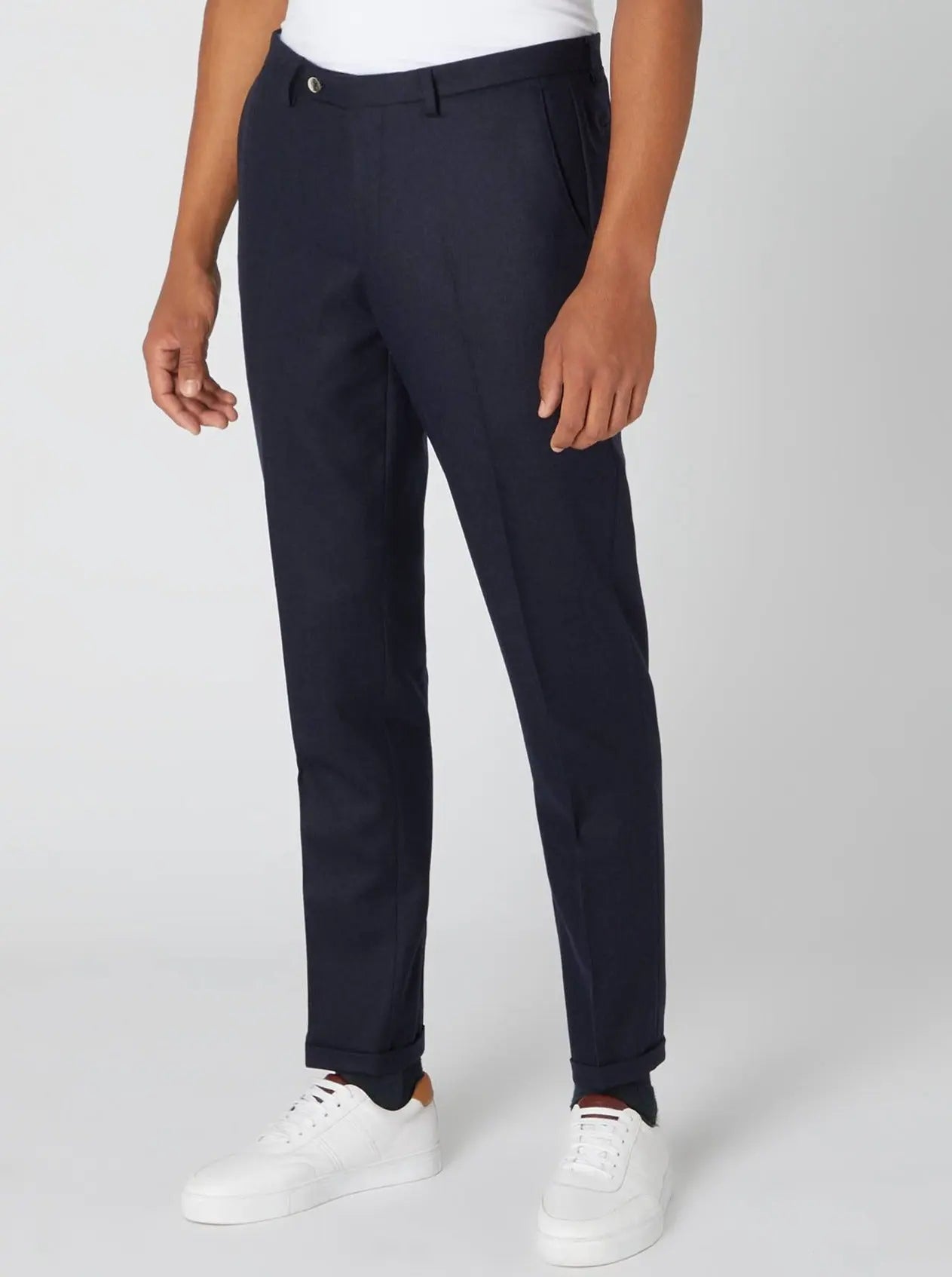 Sabino Navy Textured Trousers