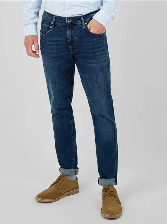 Blue Stonewash Straight-fit Jeans