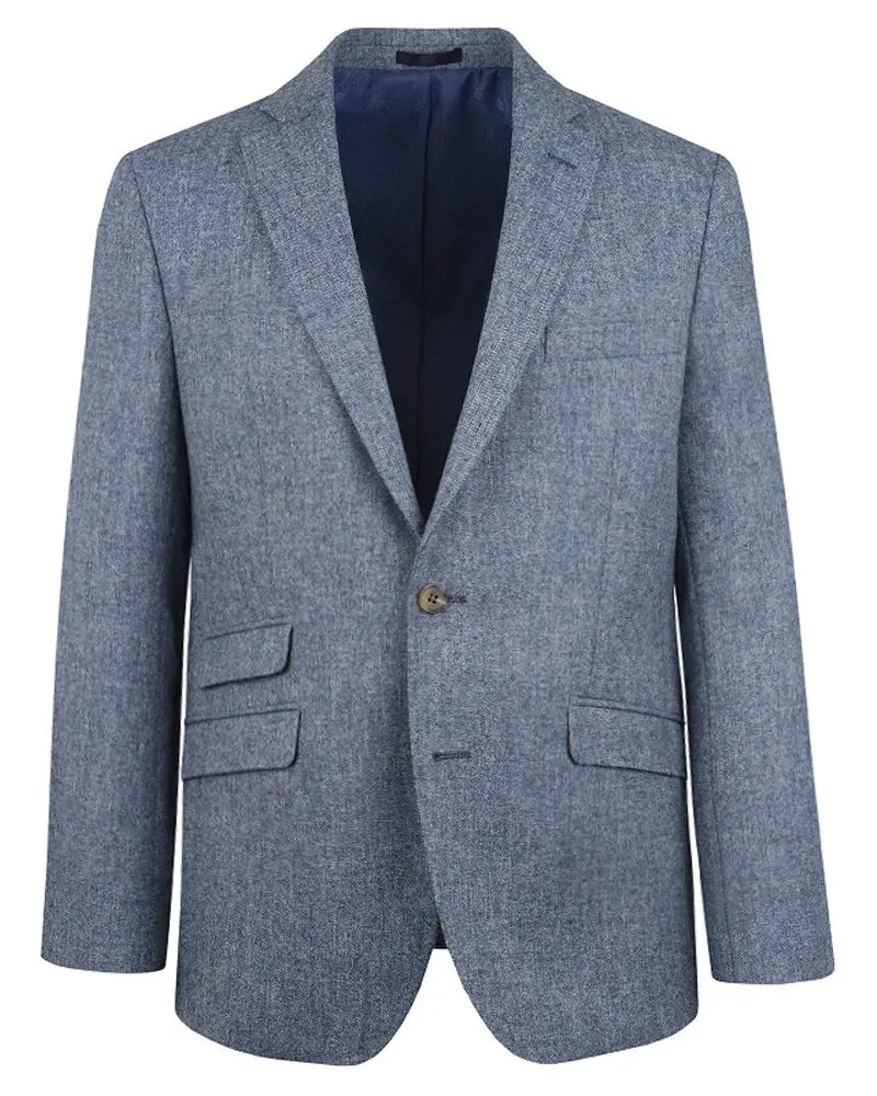 Torre Donegal Tweed Suit Jacket - Light Blue