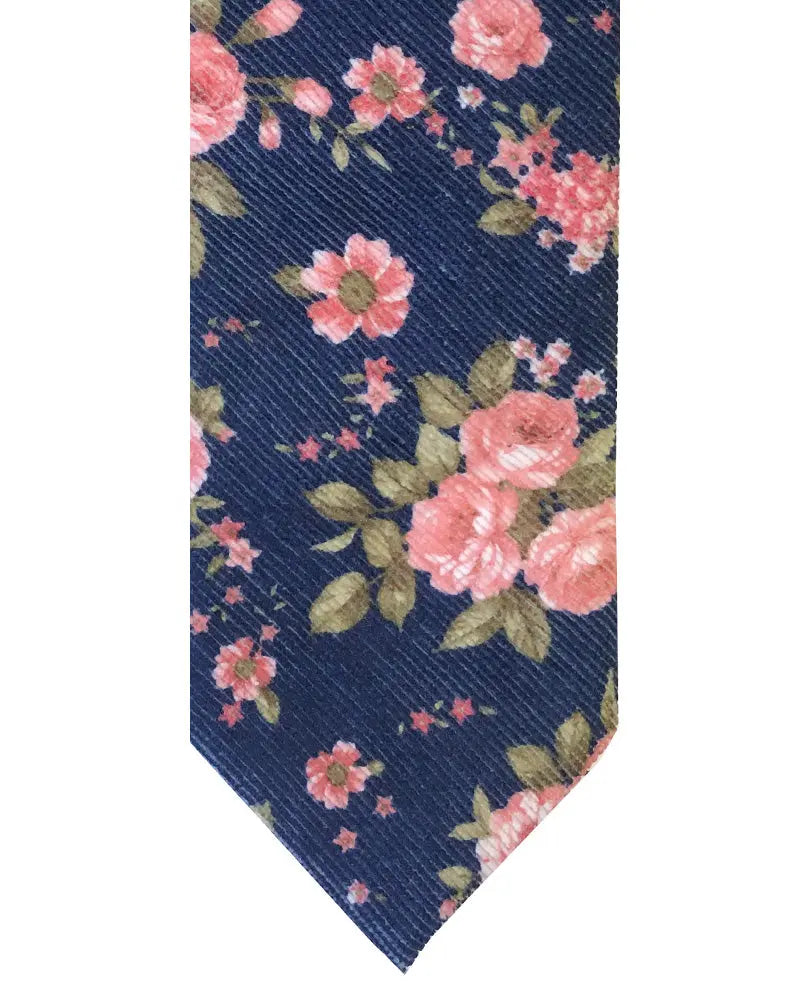 Knightsbridge Neckwear Liberty Print Inspired Floral Tie - Navy / Peach