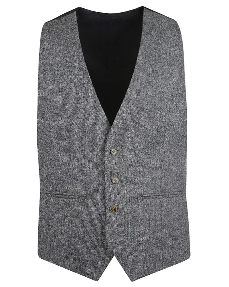 Torre Donegal Tweed Suit Waistcoat - Grey