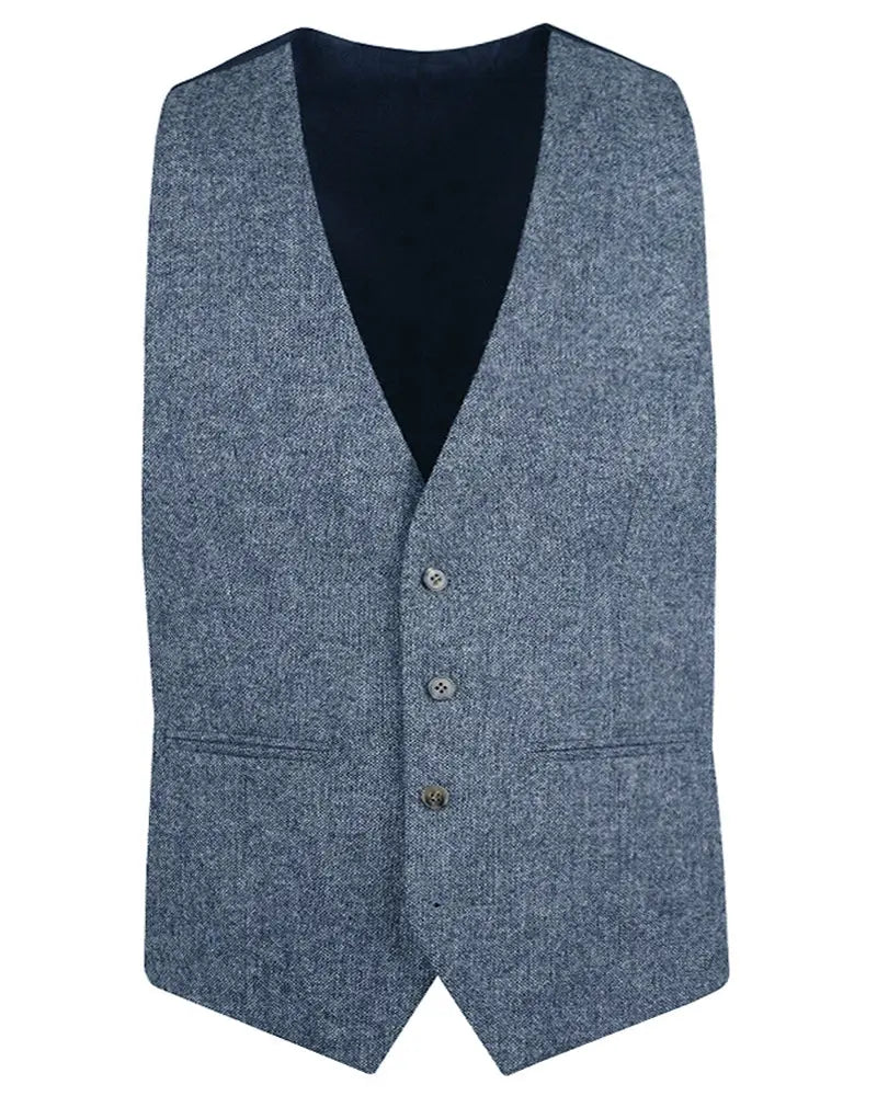 Torre Donegal Tweed Suit Waistcoat - Light Blue