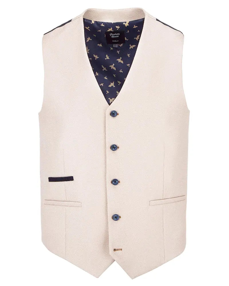 Textured Suit Waistcoat - Cream