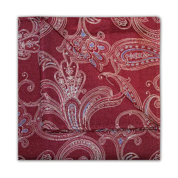 Knightsbridge Neckwear Paisley Silk Pocket Square - Red