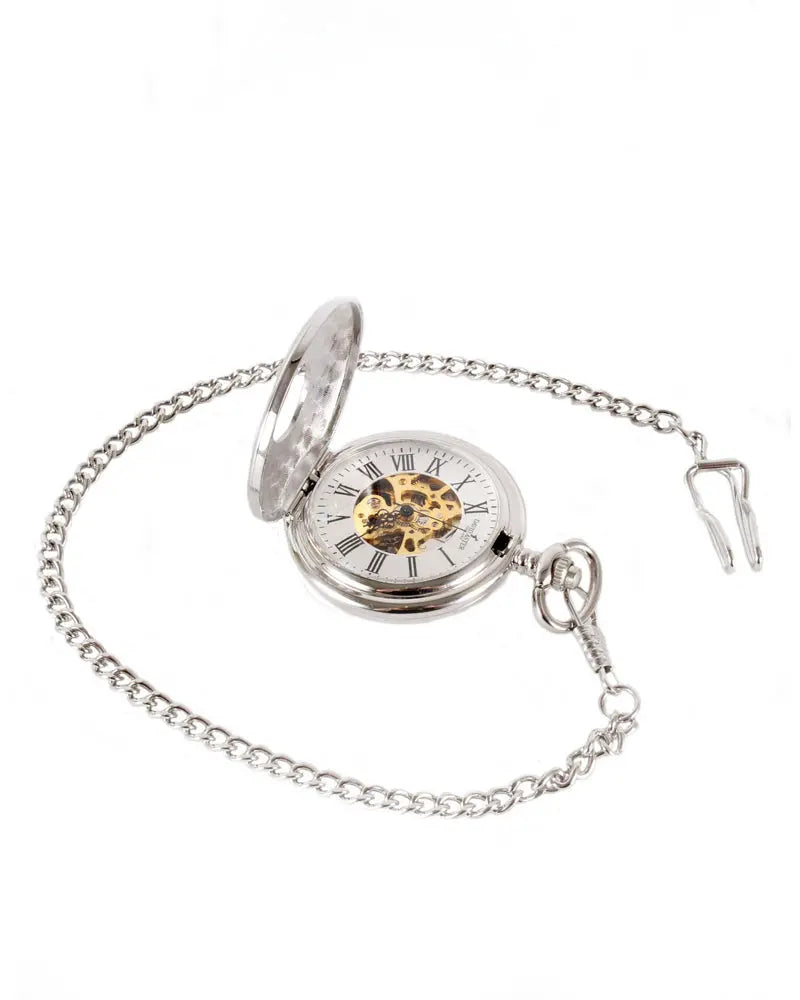 David Aster Silver and Gold Half Hunter Mechanical Pocket Watch  