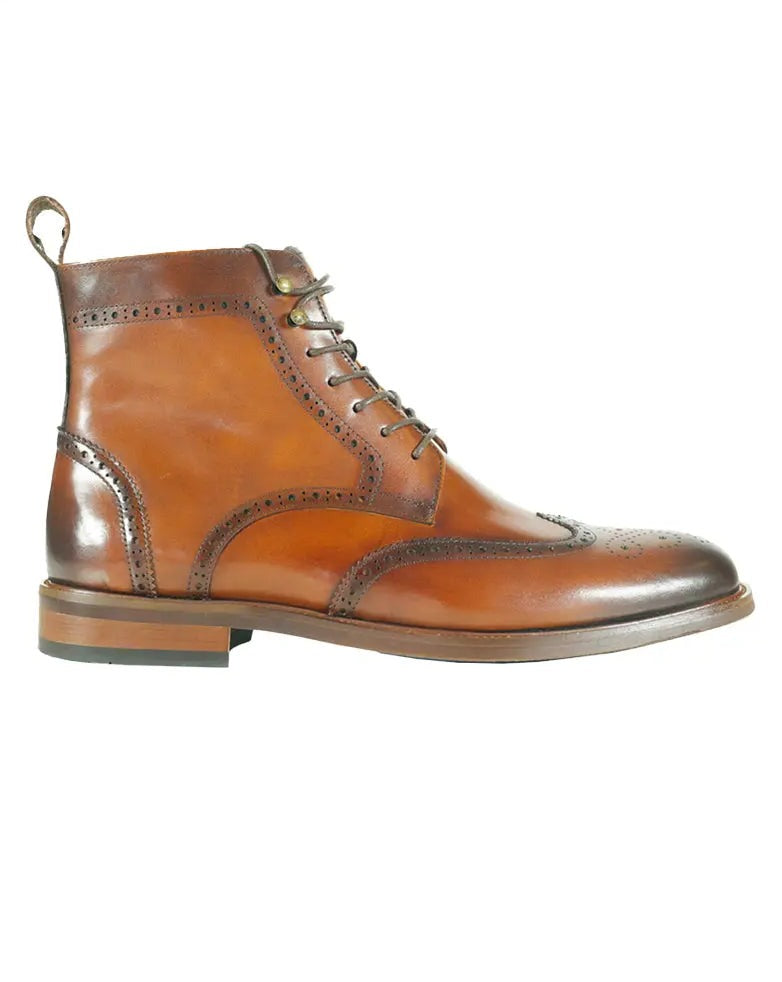 Azor Belgrave Lace Up Brogue Boots - Chestnut Brown.