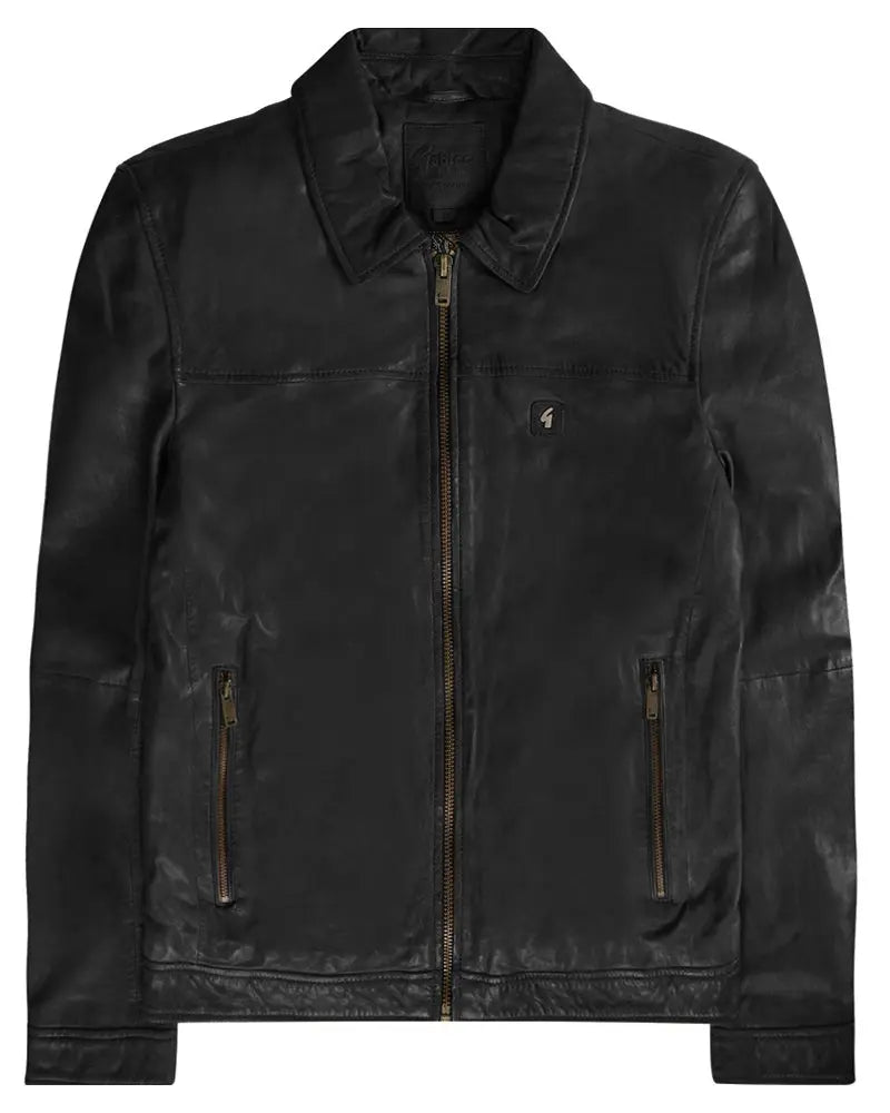 Gabicci Vintage Harrington Leather Jacket - Black