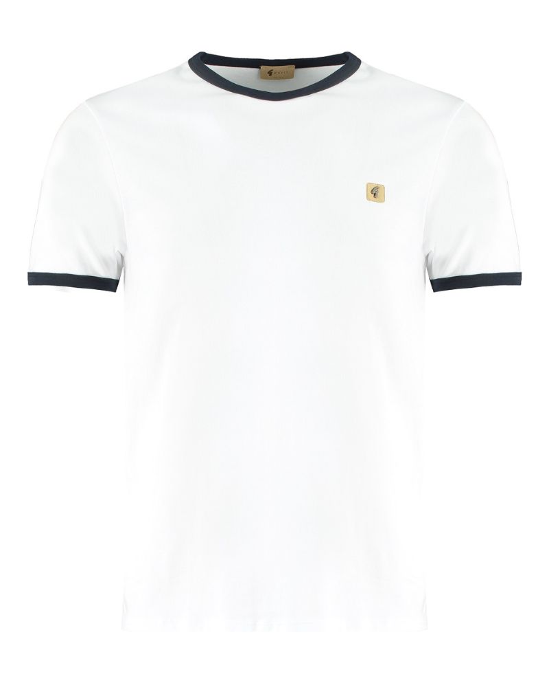 Gabicci Vintage Ringer White With Navy Trim T-shirt