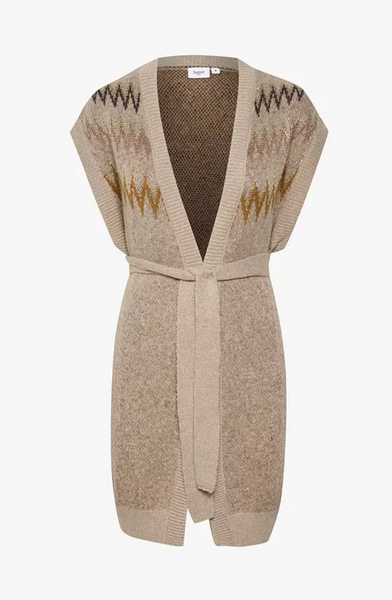 Zig Zig Palma Knitted Waistcoat - Mink Melange