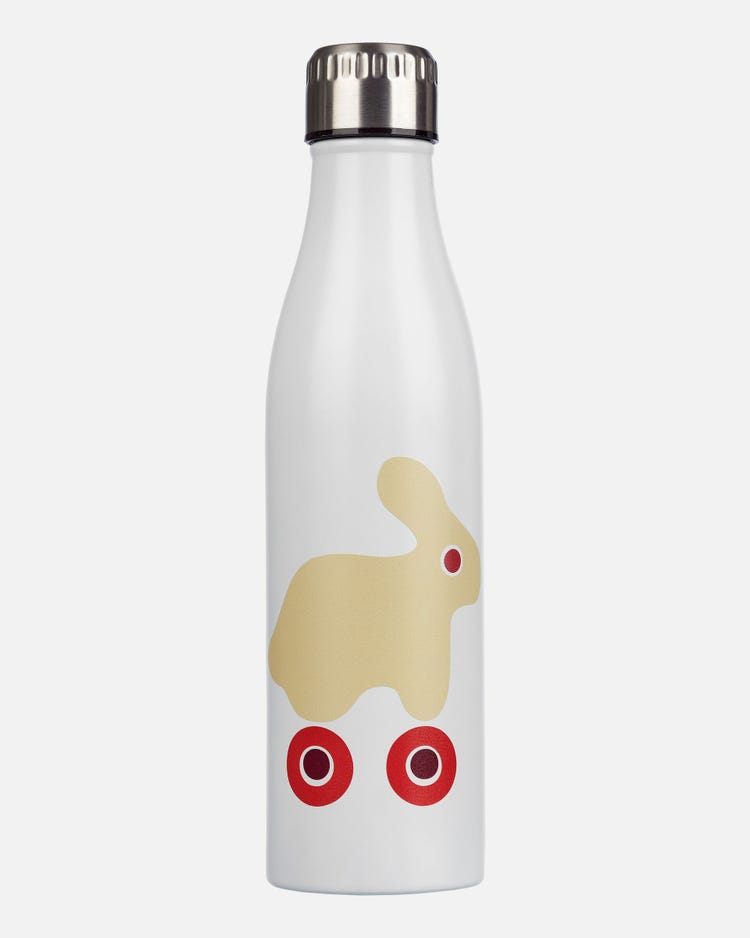 Marimekko termos bottiglia con coniglio sui pattini disegno RULLA 