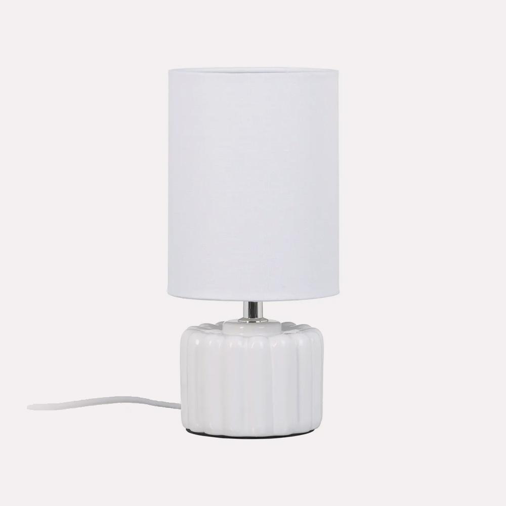 Table Lamp Charli White Ceramic Base with White Linen Shade