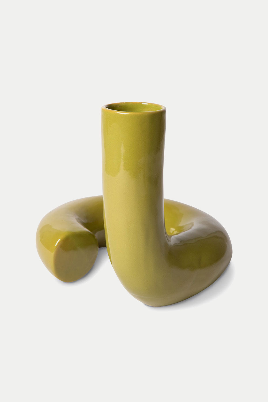 Olive Twisted Glossy Vase