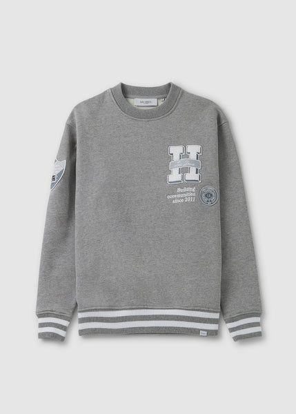 Mens Les Deux Varsity Sweatshirt 2.0 In Light Grey Melange/white