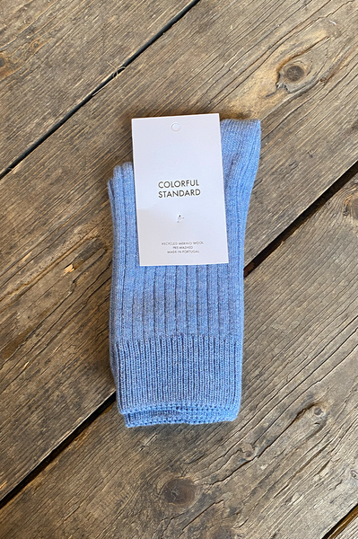 Stone Blue Merino Wool Socks