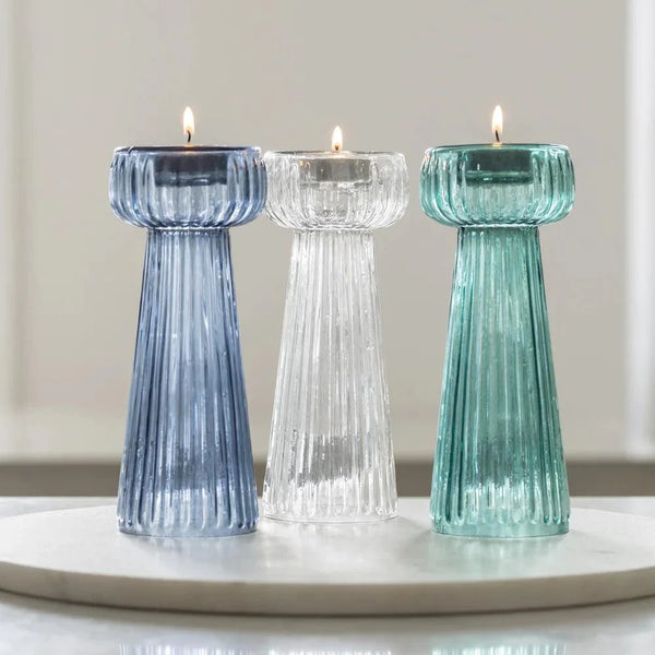 Distinctly Living Waves Tall Tealight Holder - Blue Or Green
