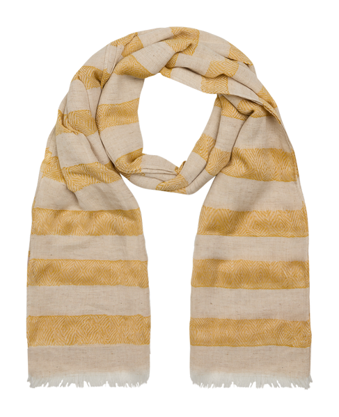 Tezzaum Art White Yellow Scarf