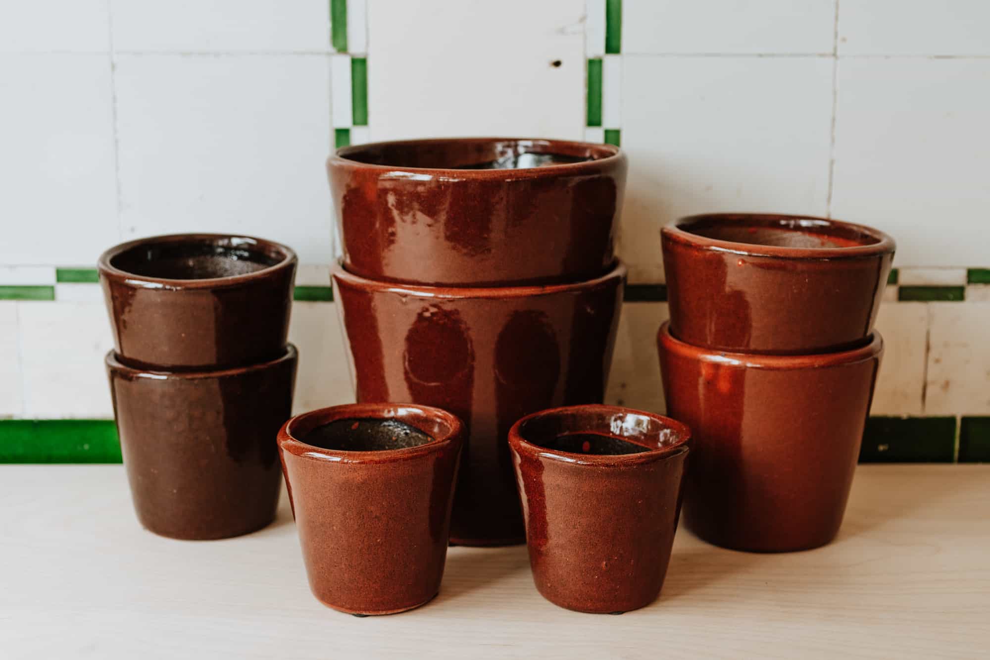 Thick Glazed Pots - Burnt Orange 17.5cm