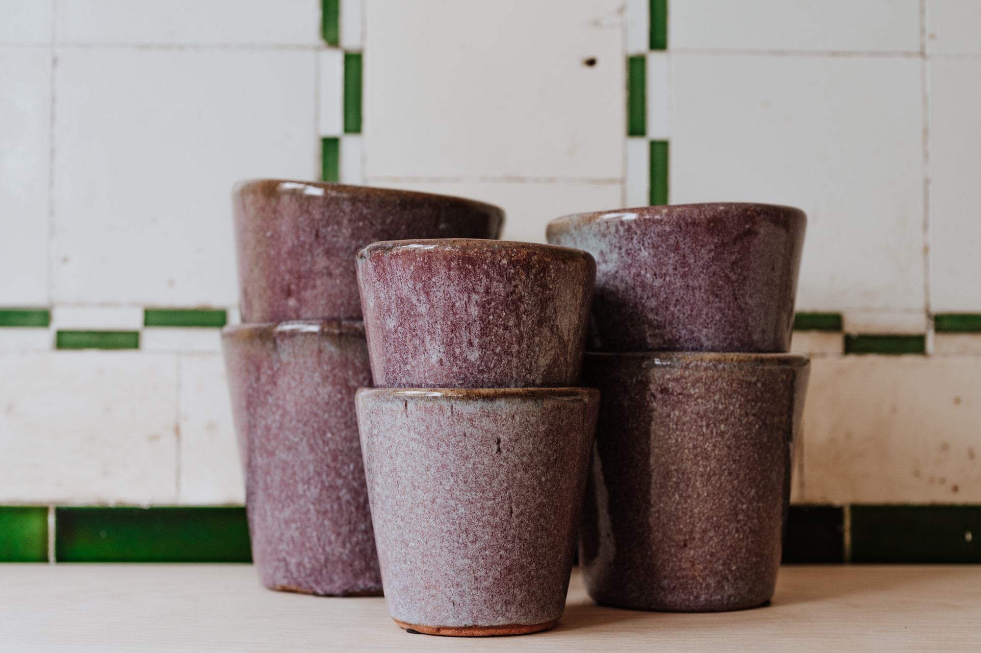 Thick Glazed Pots - Lilac Pink 7.5cm