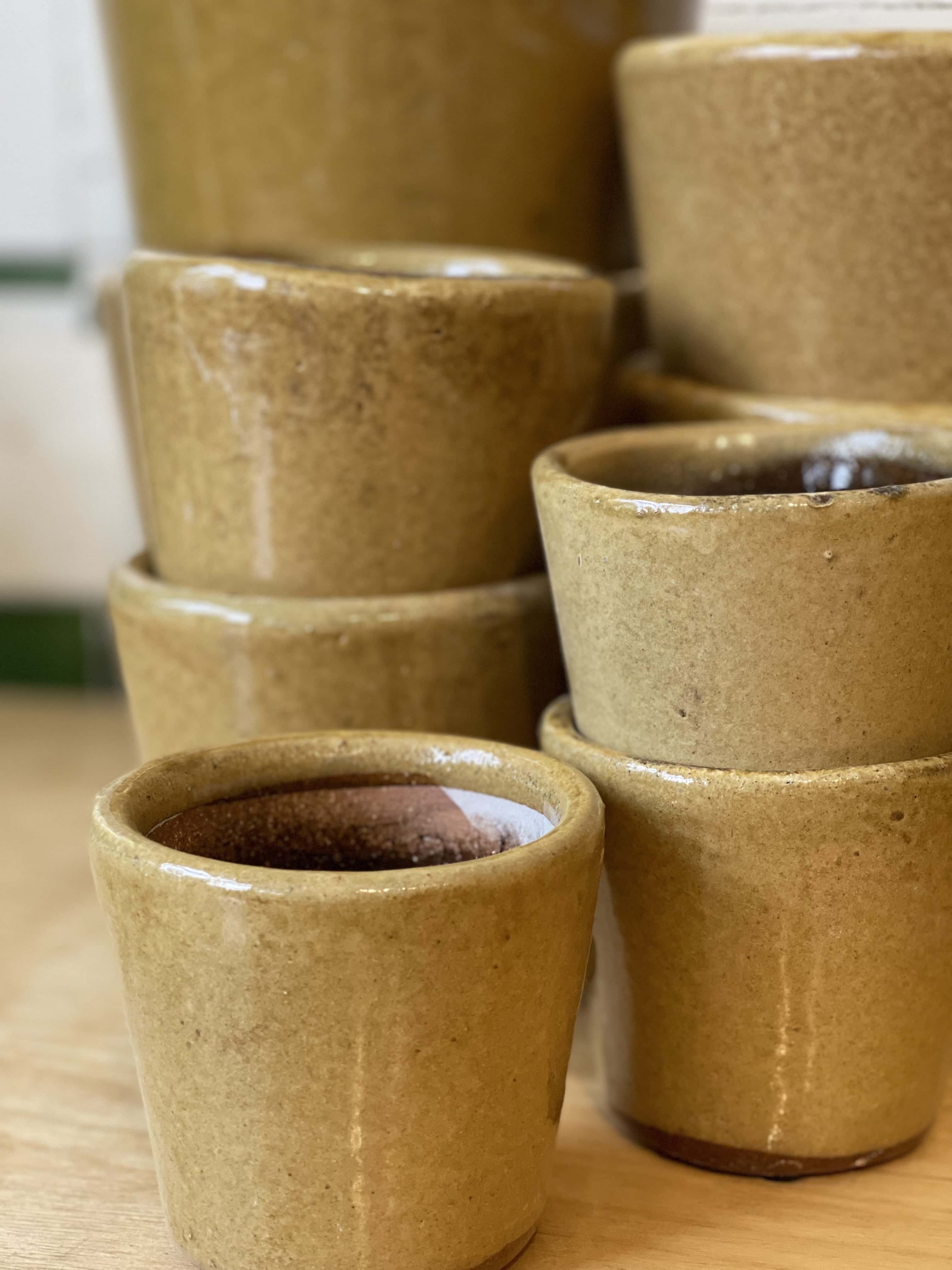 Thick Glazed Pots - Dijon Mustard 9cm