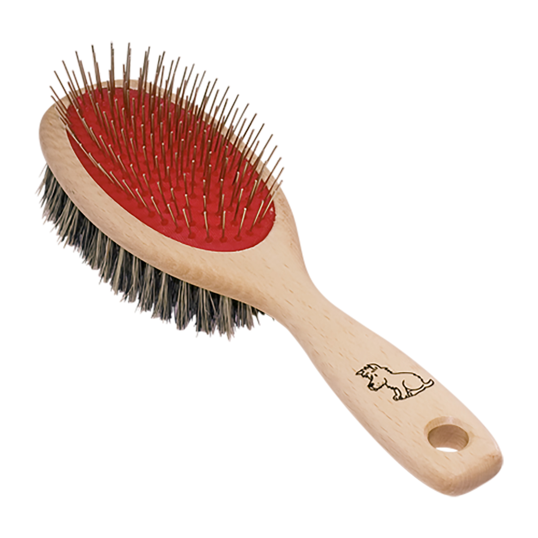 Redecker Wooden Dog Brush with Metal Pins and Tampico Fibre 