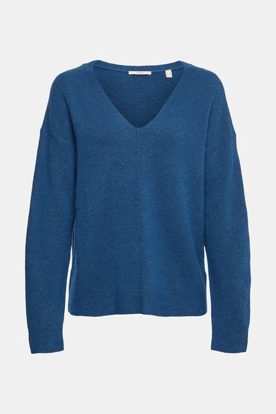 V-neck Sweater In Petrol Blue