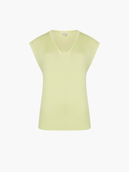 Jersey V Neck Top - Lime Zest