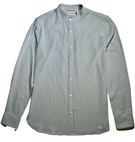 Zen Blue Crincle Stripe Shirt Shirt