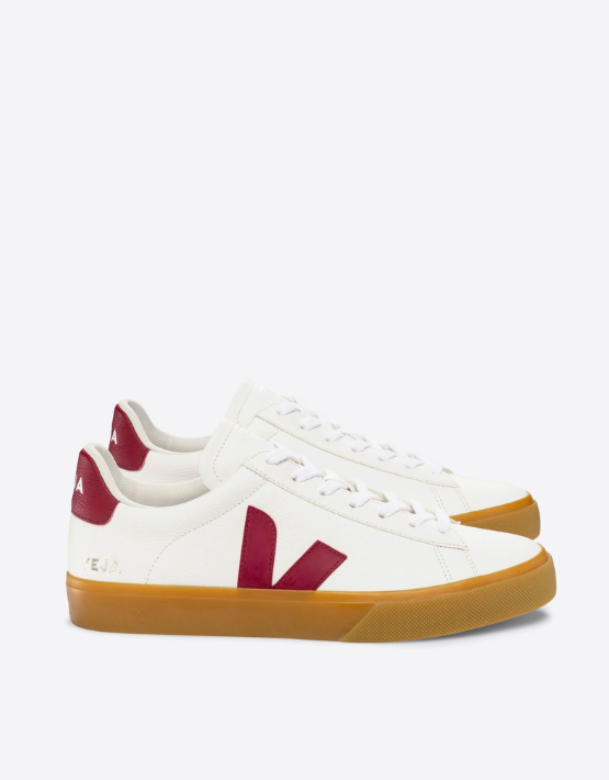 Veja Campo Chromefree Leather Trainers Extra White/marsala/natural