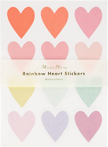 Meri Meri Pastel Heart Glitter Stickers (x 10 Sheets)