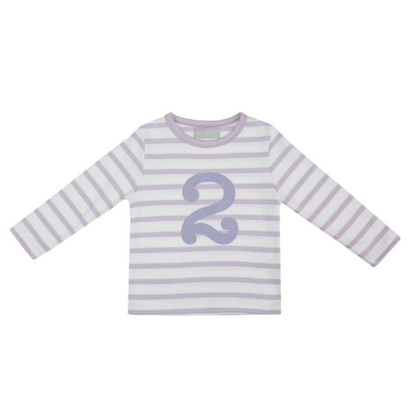 Bob and Blossom Parma Violet & White Breton Striped Number 2 T Shirt
