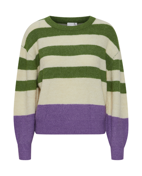 Dusty Chive Stripe Sleeve Knit