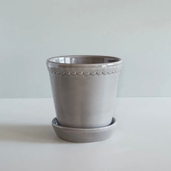 Bergs Helena Glazed Pearl Grey Plant Pot