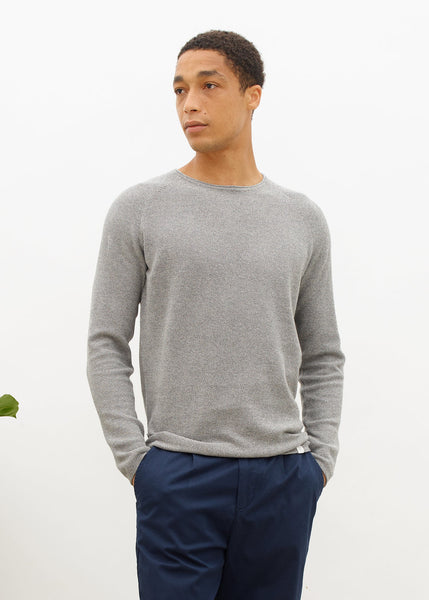 Mid Grey Melange Honeycomb Crew Kneck Jumper